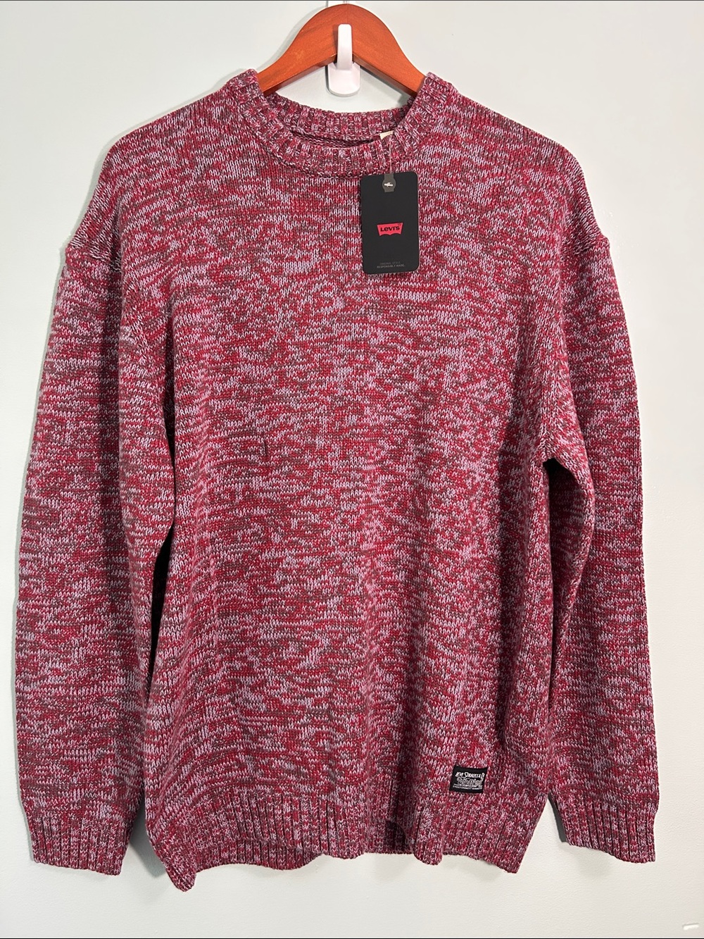 Levi’s Small Sweater Crewneck Relaxed Fit purple brown cotton blend NWT